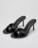 Wide Strap Stiletto Mule Sandals - Black - product view 1