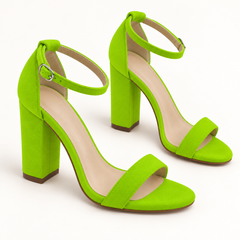 Ankle Strap Block Heel Sandals - Neon Green 401 - variant image