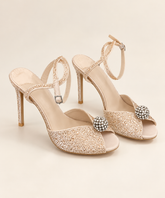 Sparkling Double Strap Heeled Sandals - Champagne - product view 1