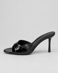 Wide Strap Stiletto Mule Sandals - Black - product view 2