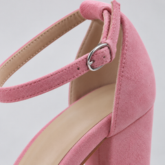 Ankle Strap Block Heel Sandals - Pink 401 - product view 4