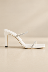 Rhinestone Strap Block Heel Sandals - White - product view 2