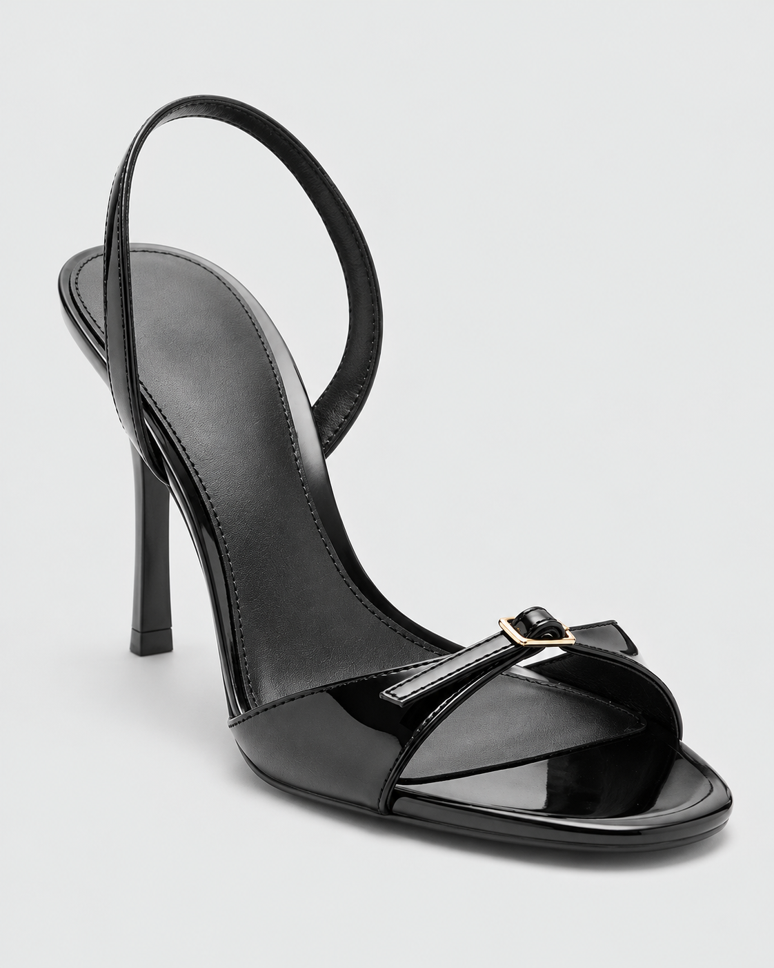 Slingback Peep Toe Heeled Sandals - Black 8.5 cm - product view 3
