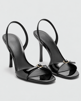 Slingback Peep Toe Heeled Sandals - Black 8.5 cm - product view 1