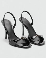 Slingback Peep Toe Heeled Sandals - Black 8.5 cm - product view 1