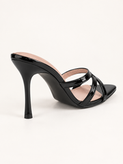 Pointed Toe Cross Strap Stiletto Sandals - Black - product view 4