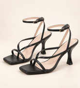 Minimal Ankle Strap Heel Sandals - Black - product view 1