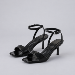 Twist Strap Heeled Sandals - Black - variant image