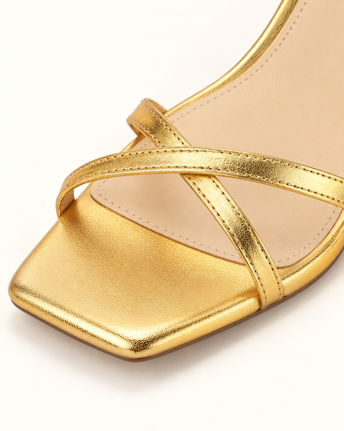 Metallic Cross Strap Stiletto Sandals - Gold - product view 4