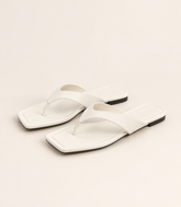 Minimal Flat Thong Slide Sandals - White - product view 1