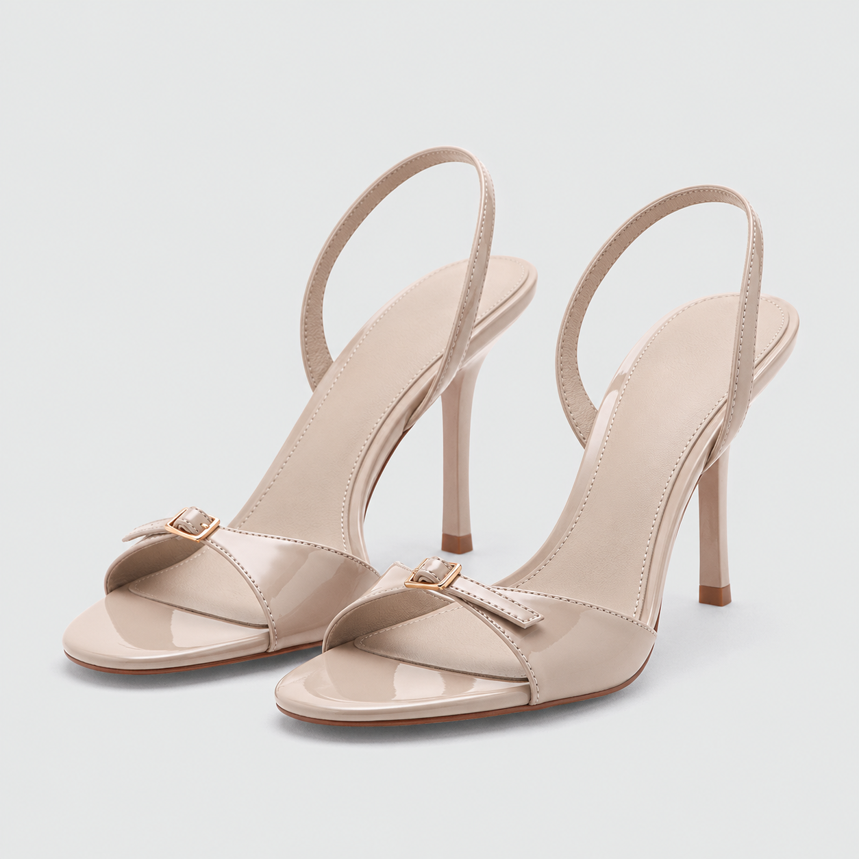 Slingback Peep Toe Heeled Sandals - Apricot 8.5 cm - variant image
