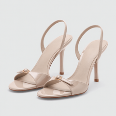 Slingback Peep Toe Heeled Sandals - Apricot 8.5 cm - variant image