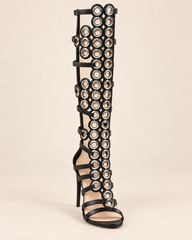 Grommet Lace Up Heeled Sandal Boots - Style 2 - product view 2