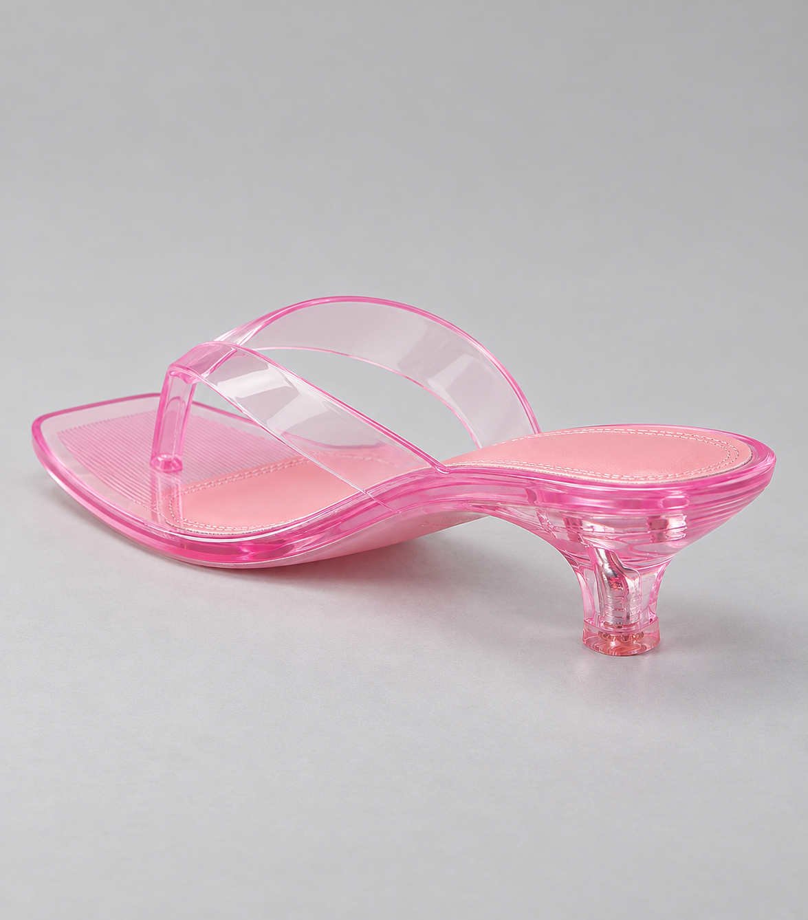 Jelly Thong Kitten Heel Sandals - Pink - product view 4