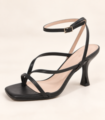 Minimal Ankle Strap Heel Sandals - Black - product view 3