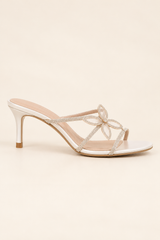 Rhinestone Flower Heeled Mules - White 6 cm - product view 2