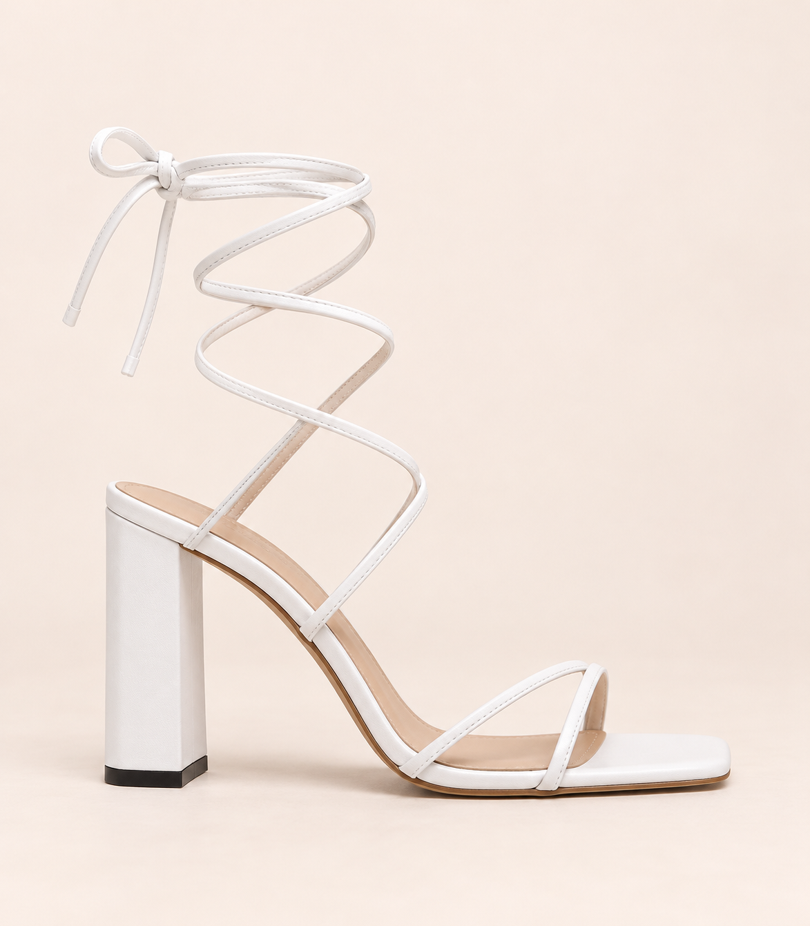 Cross Strap Lace Up Heel Sandals - White - product view 2