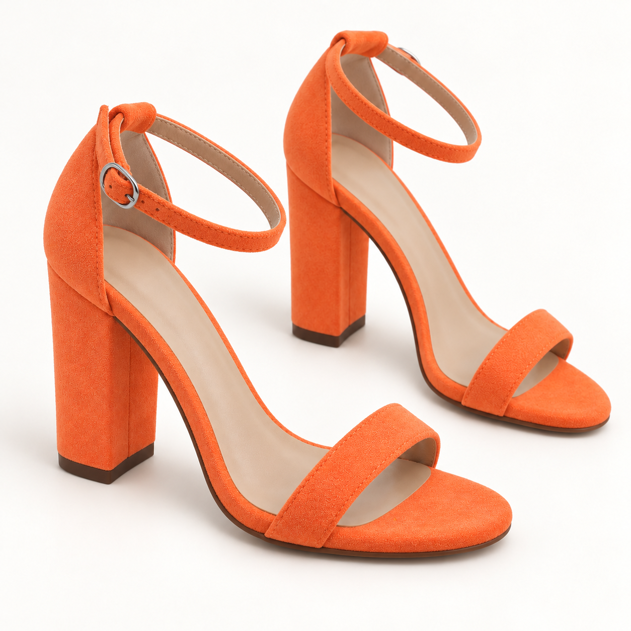 Ankle Strap Block Heel Sandals - Orange 401 - variant image