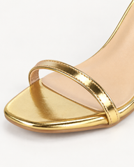Metallic Ankle Strap Heeled Sandals - Gold - product view 4