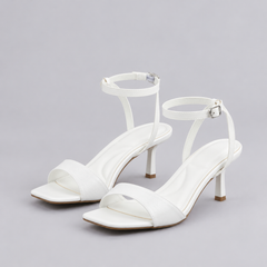 Twist Strap Heeled Sandals - White - variant image