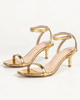 Metallic Ankle Strap Heeled Sandals - Gold - product view 1