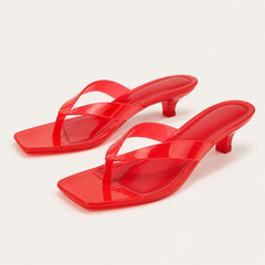 Jelly Thong Kitten Heel Sandals - Red - variant image