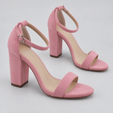 Ankle Strap Block Heel Sandals - Pink 401 - product view 1