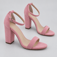 Ankle Strap Block Heel Sandals - Pink 401 - product view 1