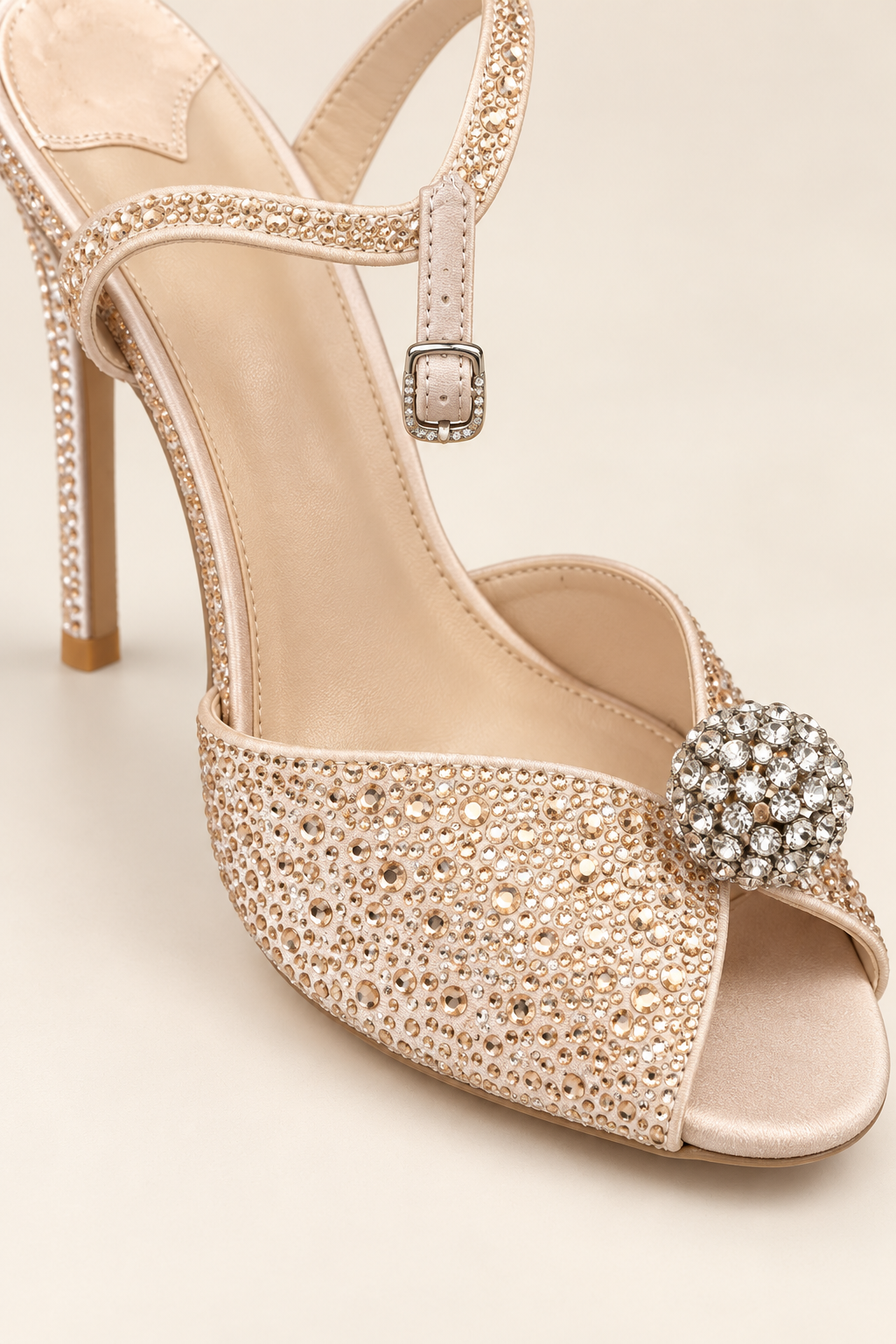 Sparkling Double Strap Heeled Sandals - Champagne - product view 4