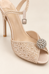 Sparkling Double Strap Heeled Sandals - Champagne - product view 4