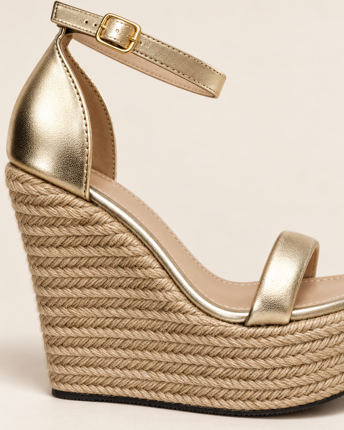 Metallic Platform Wedge Sandals - Gold - product view 5