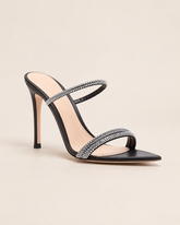Rhinestone Strap Stiletto Mules - Black - product view 1