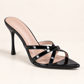 Pointed Toe Cross Strap Stiletto Sandals - Black - product view 1