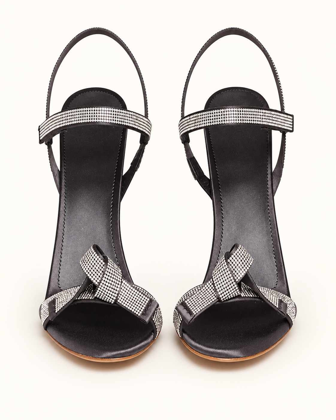 Rhinestone Bow Ankle Strap Sandals - Black - product view 1