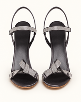 Rhinestone Bow Ankle Strap Sandals - Black - product view 1