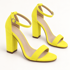 Ankle Strap Block Heel Sandals - Neon Yellow 401 - variant image