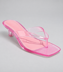 Jelly Thong Kitten Heel Sandals - Pink - product view 3