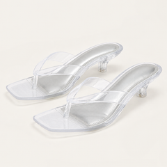 Jelly Thong Kitten Heel Sandals - Clear - variant image