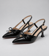 Pointed Toe T Strap Pumps - Black - product view 1