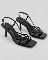 Slim Strap Square Toe Stiletto Sandals - Black - product view 1