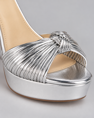 Metallic Knot Platform Sandals - Silver - product view 4