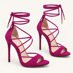 Lace Up Platform Stiletto Sandals - Fuchsia - variant image