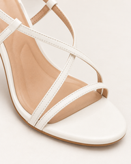 Cross Strap Ankle Tie Stiletto Sandals - White - product view 4