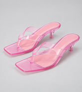 Jelly Thong Kitten Heel Sandals - Pink - product view 1