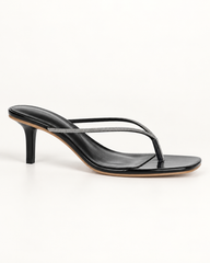 Rhinestone Thong Heel Mules - Black - product view 2