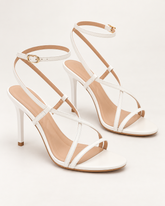Cross Strap Ankle Tie Stiletto Sandals - White - product view 1