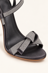 Rhinestone Bow Ankle Strap Sandals - Black - product view 5