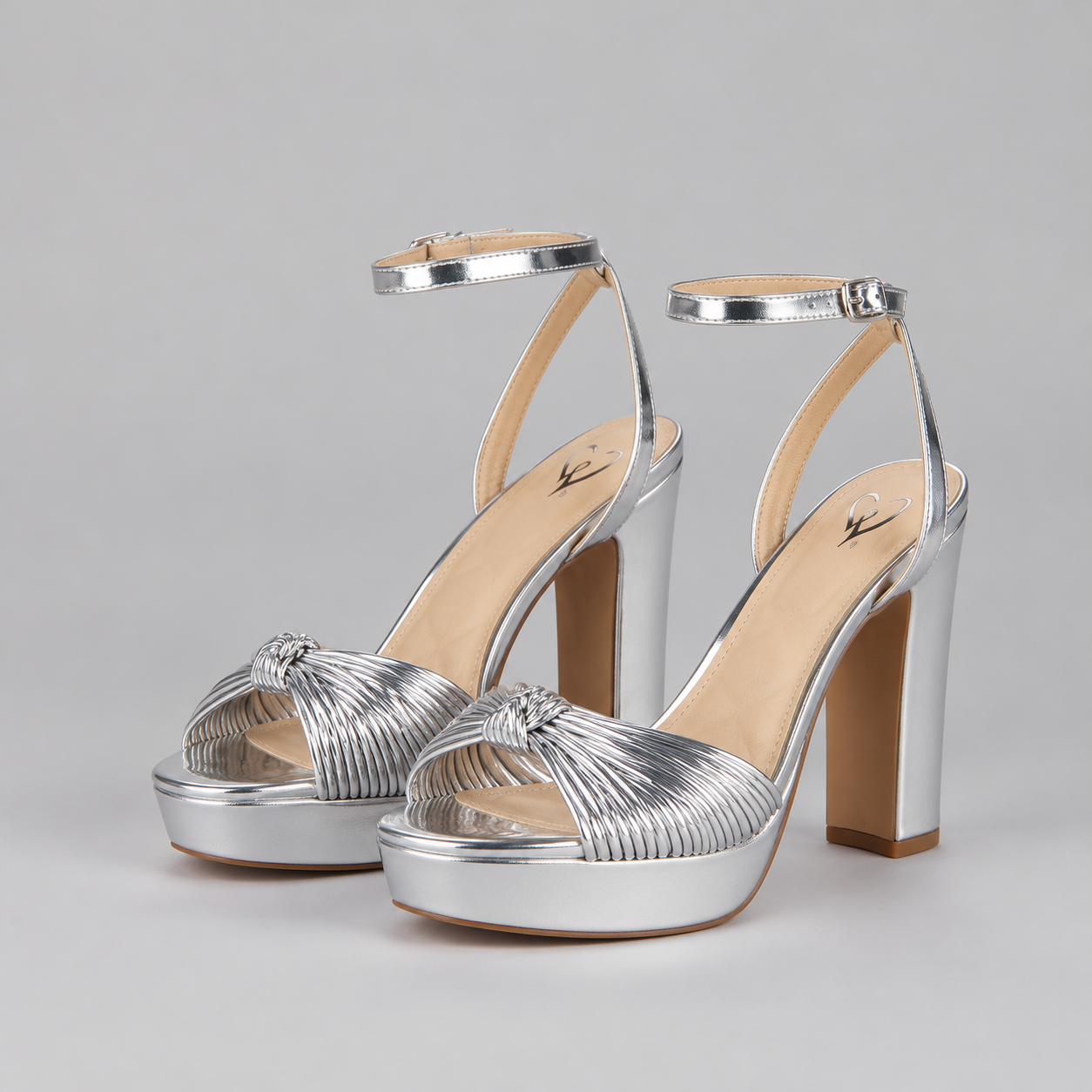 Metallic Knot Platform Sandals - Silver - variant image
