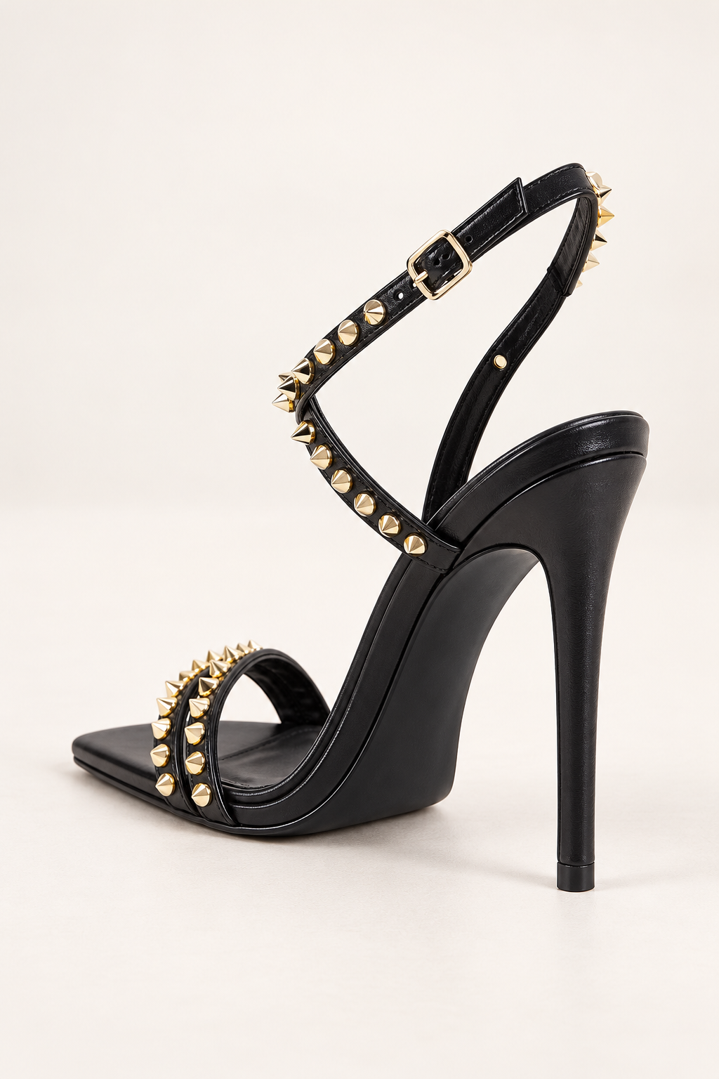 Studded Ankle Strap Stiletto Sandals - Black - product view 4