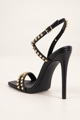 Studded Ankle Strap Stiletto Sandals - Black - product view 4